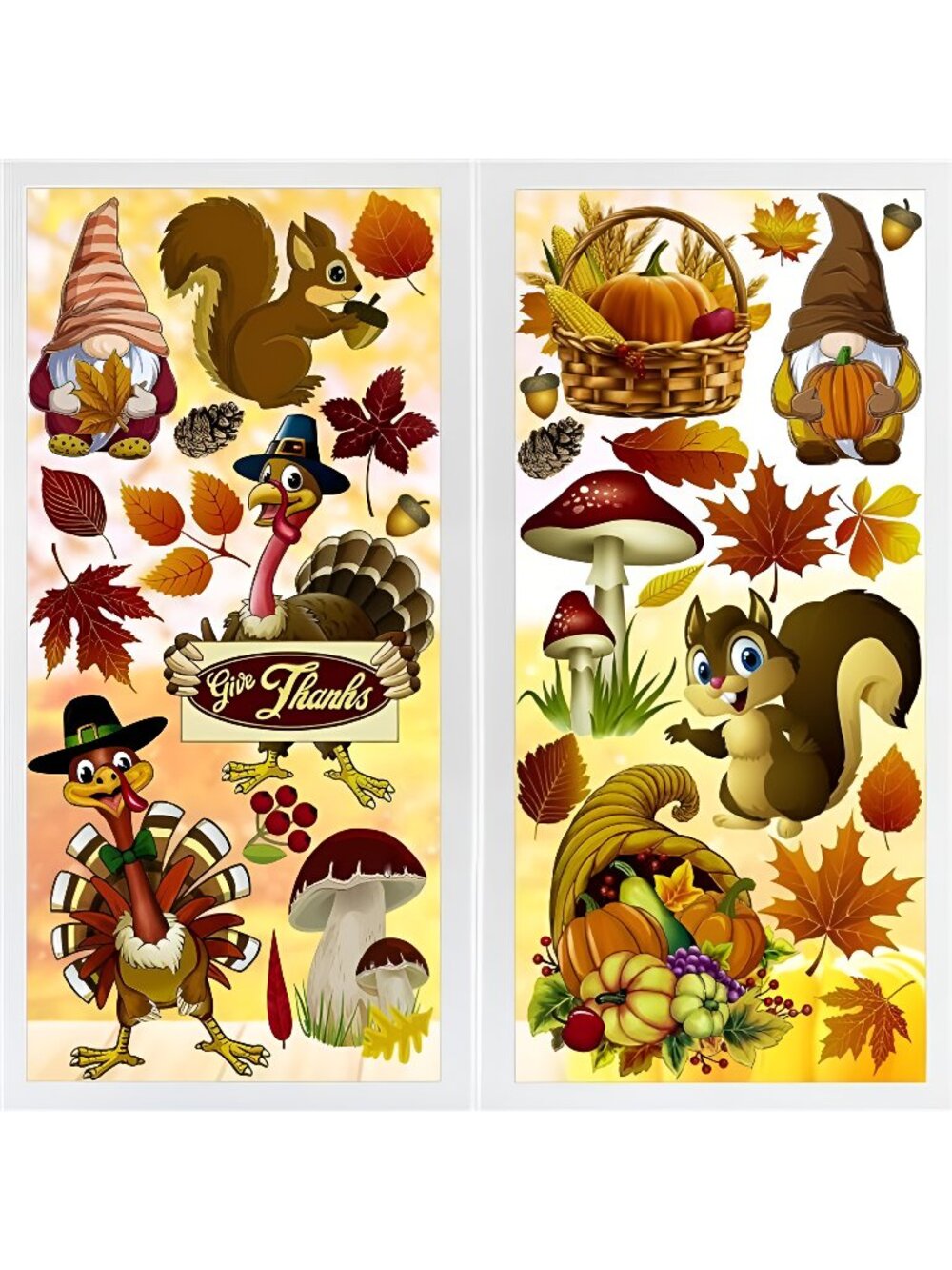 126 PCS Thanksgiving Window Clings Fall Decor Thanksgiving Gnomes Turkey
